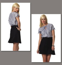 1170  VOGUE RACHEL COMEY SS YOKE TOP,  SHORT FLARE SKIRT PATTERN 12-18 UNCUT